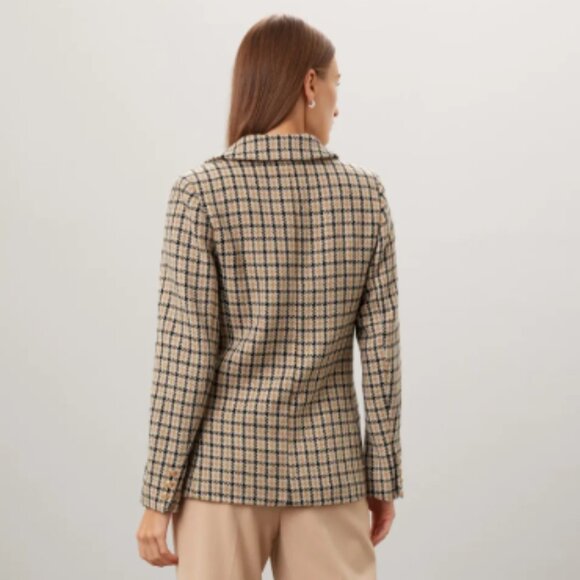 NEW GREAT JONES TAN/CREAM/BLACK PLAID HOUNDSTOOTH BLAZER LARGE MSRP $225 - Picture 2 of 16